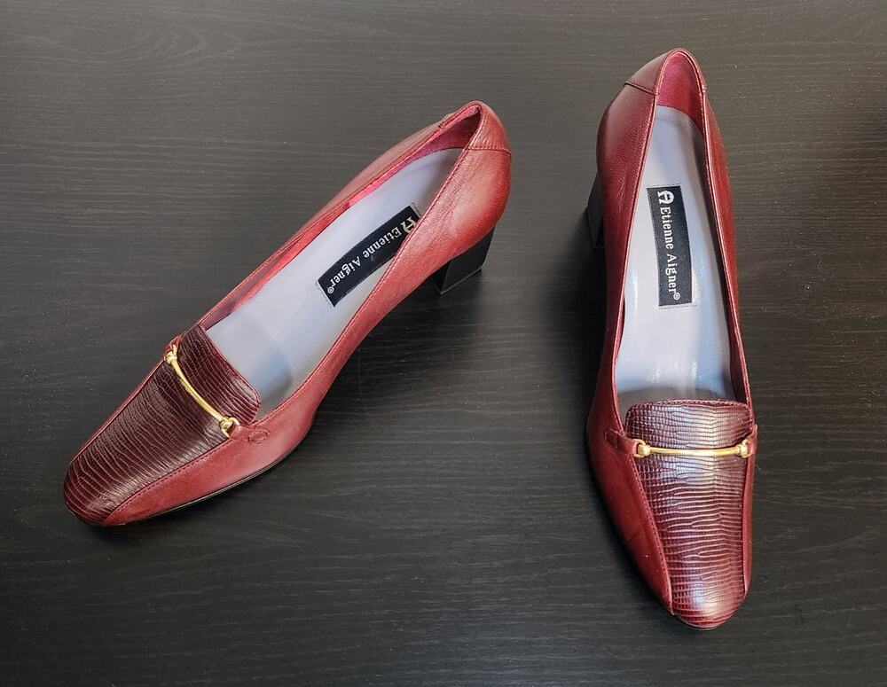 Etienne Aigner Dark Red Leather Heels- Size 7.5 N